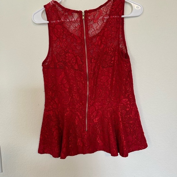 Forever 21 Red Lace Size Medium peplum babydoll Top - Picture 2 of 7